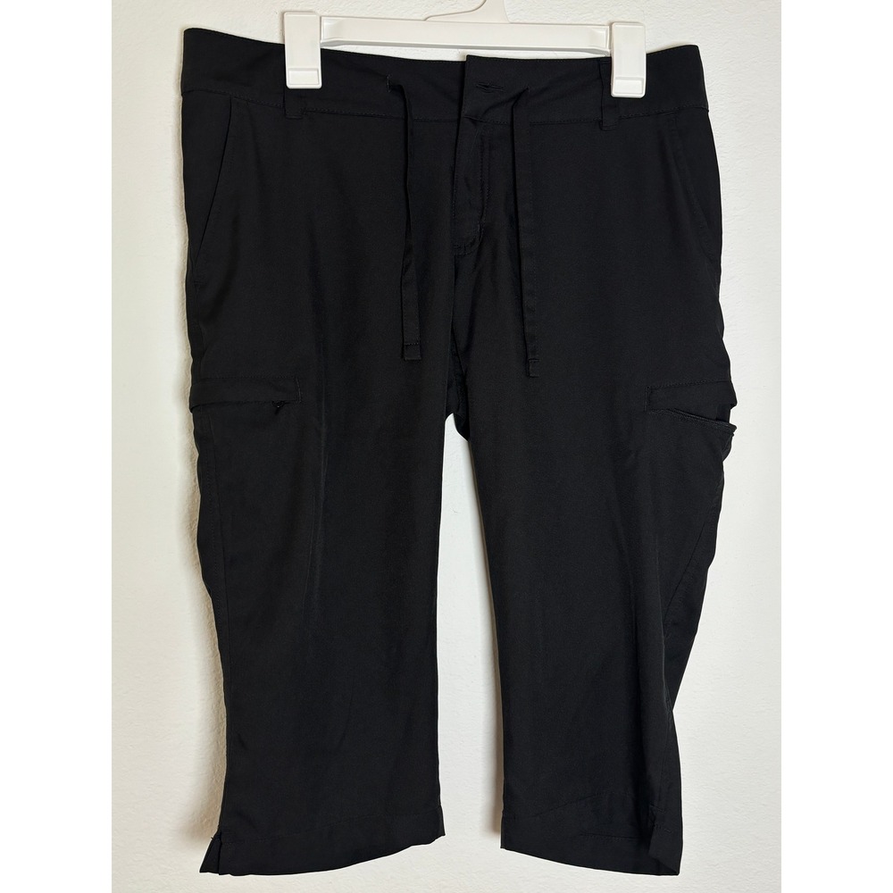 Magellan Outdoors Women Black Cargo Capri Pants Hiking Drawstring Size Medium